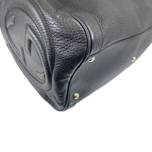 Gucci Soho Leather Mini Boston Bag Interlocking GG Logo Black - Picture 3 of 10